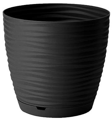 Горшок для цветов Saffron 2,6 л с поддоном (черный), 221610230/02 Homver (арт. 813864)