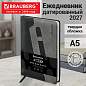 Ежедневник датированный 2027, А5, 138x213 мм BRAUBERG "Assistant", под кожу, держатель, черный, 117868 (арт. 117868)