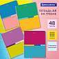 Тетрадь А5 48 л. BRAUBERG, гребень, клетка, глянцевая ламинация, "Color" (микс в спайке), 404342 (арт. 404342)