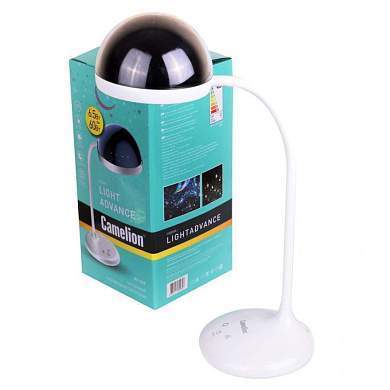 Camelion KD-828 C01 светильник светодиодн. настольный 6.5W(360lm) 2-6K сенсор/дим, ночник проектор RGB, белый (арт. 804112)