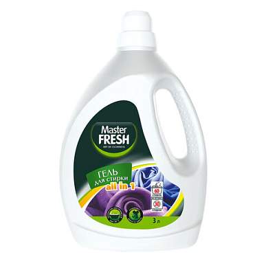 Гель для стирки для всех типов тканей 3 л MASTER FRESH "ALL IN 1", универсальный, С0007896 (арт. 703142)