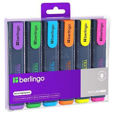 Набор текстовыделителей Berlingo "Textline HL500" 06цв., 1-5мм, чехол с европодвесом (арт. 241044)