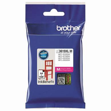 Картридж струйный BROTHER (LC3619XLM) для MFC-J3530DW/J3930DW, пурпурный, оригинальный, ресурс 1500 страниц (арт. 363571)