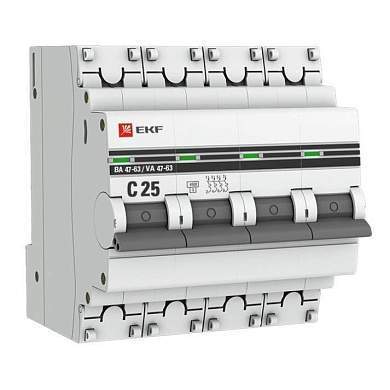 Ekf Proxima Автоматический Выкл. Ва47-63 4P 25А 4,5Ka Х-Ка С Mcb4763-4-25C-Pro (С Опломбировкой) (арт. 522524)