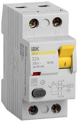 IEK устройство защитного отключения УЗО ВД1-63 2P 32А 30мА MDV10-2-032-030 (арт. 516847)