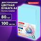 Бумага цветная BRAUBERG, А4, 80 г/м2, 100 л., пастель, голубая, для офисной техники, 112445 (арт. 112445)
