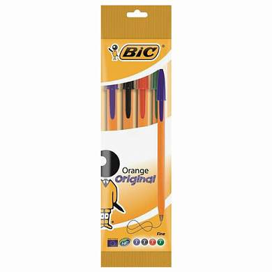 Ручки шариковые BIC "Orange Original", НАБОР 4 ЦВЕТА, узел 0,8 мм, линия 0,3 мм, пакет, 8308541 (арт. 140966)