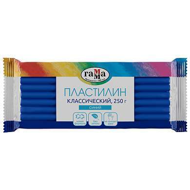 Пластилин Гамма "Классический", синий, 250г (арт. 274072)