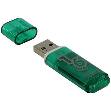 Память Smart Buy "Glossy" 16GB, USB 2.0 Flash Drive, зеленый (арт. 230852)