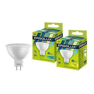 Ergolux MR16 GU5.3 220V 9W(700lm 100°) 3000K 2K матовая 50x52 пластик/алюм. LED-JCDR-9W-GU5.3-3K (арт. 687153)