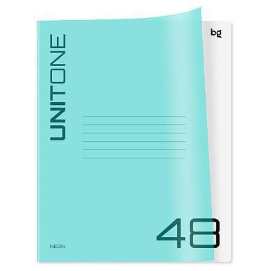 Тетрадь 48л. клетка BG "UniTone. Neon", пластиковая обложка, неон голубой (арт. 359082)