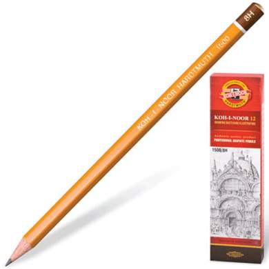 Карандаш чернографитный KOH-I-NOOR 1500, 1 шт., 8H, корпус желтый, заточенный, 150008H01170 (арт. 180487)