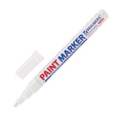 Маркер-краска лаковый (paint marker) 2 мм, БЕЛЫЙ, НИТРО-ОСНОВА, алюминиевый корпус, BRAUBERG PROFESSIONAL PLUS, 151438 (арт. 151438)
