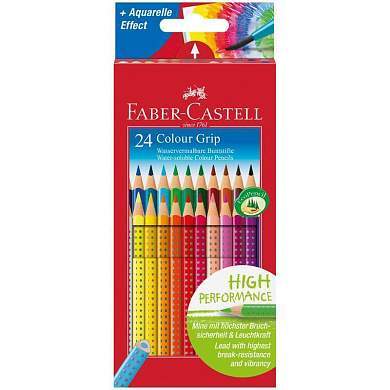 Карандаши цветные Faber-Castell "Grip", 24цв., трехгран., заточен., картон, европодвес (арт. 286230)
