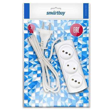 Smartbuy сет. удл. ШВВП 3 роз. 1.5 м 6А белый (SBE-10-3-1,5-F)/60 (арт. 761234)