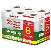 Полотенца бумажные 2-х слойные, спайка 6 рулонов (6х14,7 м), LAIMA LUXE, 100% целлюлоза, 114742 (арт. 114742)