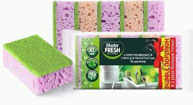 Губки для мытья посуды XL bubble-поролон, 5шт. микс яркие цвета,С0006055 Master FRESH (арт. 828798)