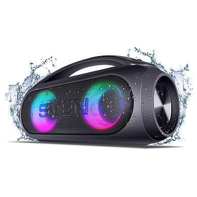 Колонка портативная Sven PS-380, 40W, Bluetooth, FM, USB, защита от воды, подсветка, черный (арт. 353021)