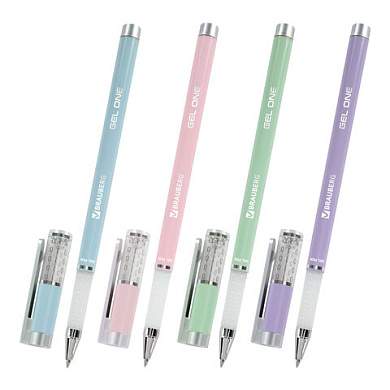 Ручка гелевая BRAUBERG "GEL ONE PASTEL", ЧЕРНАЯ, корпус ассорти, узел 0,5 мм, линия 0,35 мм, 144039 (арт. 144039)