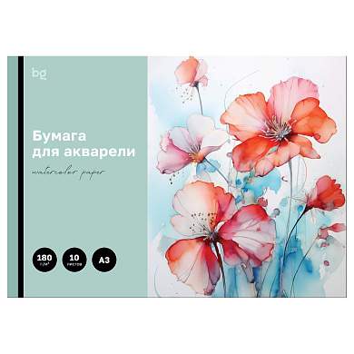 Папка для акварели, 10л., А3 BG "Маки", 180г/м2 (арт. 368570)