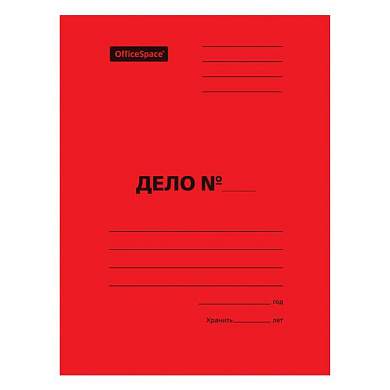 Скоросшиватель OfficeSpace "Дело", картон мелованный, 300г/м2, красный, пробитый, до 200л. (арт. 195076)