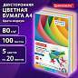 Бумага цветная BRAUBERG, А4, 80 г/м2, 100 л., (5 цветов х 20 л.), медиум, для офисной техники, 112462 (арт. 112462)