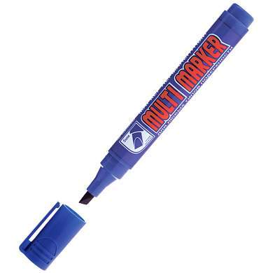 Маркер перманентный Crown "Multi Marker Chisel" синий, скошенный, 5мм (арт. 207894)