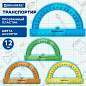 Транспортир 12 см, 180 градусов, BRAUBERG, прозрачный, неоновый, ассорти, 210849 (арт. 210849)