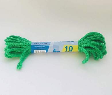 Шнур (веревка) полипропилен вязаный d=4мм, 10м, без сердечника, цветной, 30100 Сибшнур (арт. 783098)