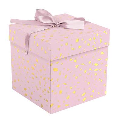 Коробка складная подарочная MESHU "Pink terrazzo", (15*15*15см), с лентой, отд фольгой (арт. 372555)