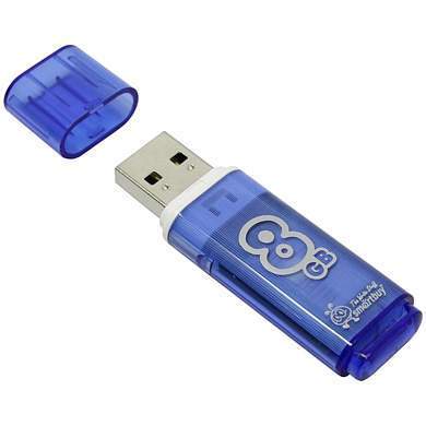 Память Smart Buy "Glossy" 8GB, USB 2.0 Flash Drive, голубой (арт. 230836)