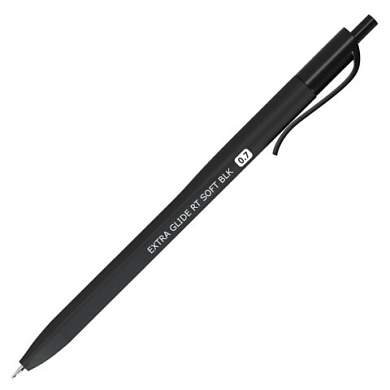 Ручка шариковая масляная автоматическая BRAUBERG "Extra Glide RT SOFT BLK", СИНЯЯ, игольчатый наконечник 0,7 мм, линия 0,5 мм, 144261 (арт. 144261)