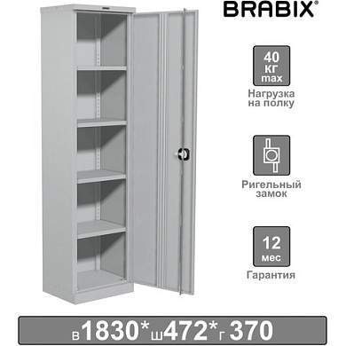 Шкаф металлический офисный BRABIX "MK 18/47/37-01", 1830х472х370 мм, 25 кг, 4 полки, разборный, 291138, S204BR181102 (арт. 291138)