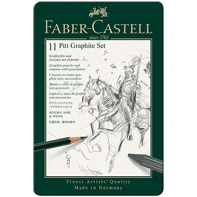 Набор карандашей ч/г Faber-Castell "Pitt Graphite", 11 предметов, заточен., метал. кор. (арт. 285941)