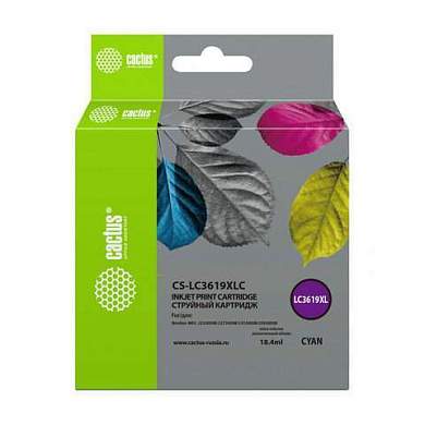 Картридж струйный CACTUS (CS-LC3619XLC) для Brother MFC-J2330DW/J3530DW/J3930, голубой, ресурс 1500 стр. (арт. 363868)