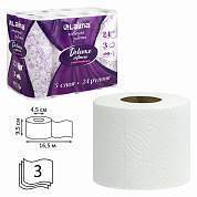 Бумага туалетная 3-х слойная, 24 рулона (24х16,5 м), LAIMA Deluxe, 100% целлюлоза, 115397 (арт. 115397)