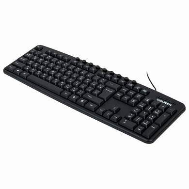 Клавиатура проводная SONNEN KB-8137, USB, 104 клавиши + 9 дополнительных, мультимедийная, черная, 512652 (арт. 512652)