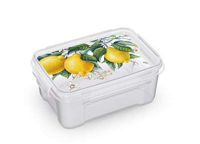 Контейнер для СВЧ Fresh (лимоны) 0,75л, с защёлками прямоугольный 437615800 Полимербыт (арт. 872057)