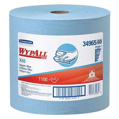 Протирочный нетканый материал KIMBERLY-CLARK Wypall X60, 1100 листов в рулоне, 31,5х34 см, голубой, 34965 (арт. 702102)