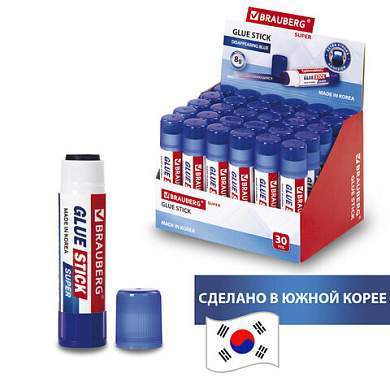 Клей-карандаш BRAUBERG SUPER, 8 г, обесцвечивающийся после высыхания, ЮЖНАЯ КОРЕЯ, 229544 (арт. 229544)