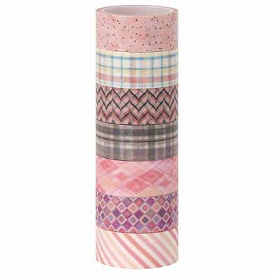 Клейкие WASHI-ленты для декора ОТТЕНКИ РОЗОВОГО, 15 мм х 3 м, 7 цветов, рисовая бумага, ОСТРОВ СОКРОВИЩ, 661704 (арт. 661704)
