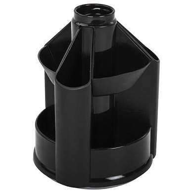 Подставка-органайзер BRAUBERG MINI, 10 отделений, вращающаяся, 107х107х130 мм, черная, 238094 (арт. 238094)