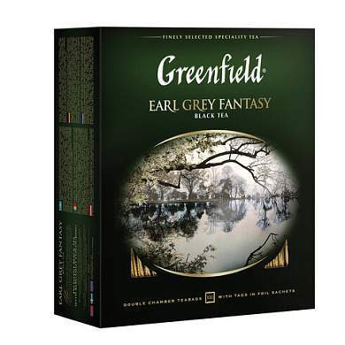 Чай GREENFIELD "Earl Grey Fantasy" черный с бергамотом и цитрусом, 100 пакетиков в конвертах по 2 г, 0584-09 (арт. 620392)