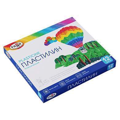 Пластилин Гамма "Классический", 12 цветов, 240г, со стеком, картон. упаковка (арт. 268017)