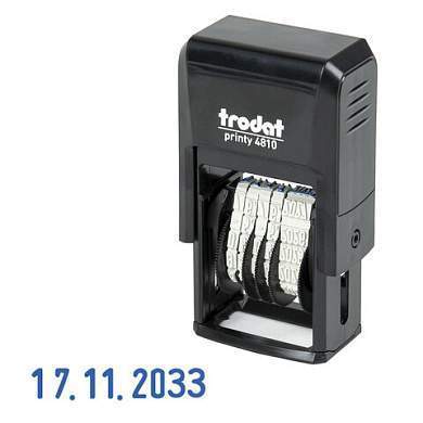 Датер-мини месяц цифрами, для банка, оттиск 20х3,8 мм, синий, TRODAT 4810 BANK, корпус черный (арт. 230717)