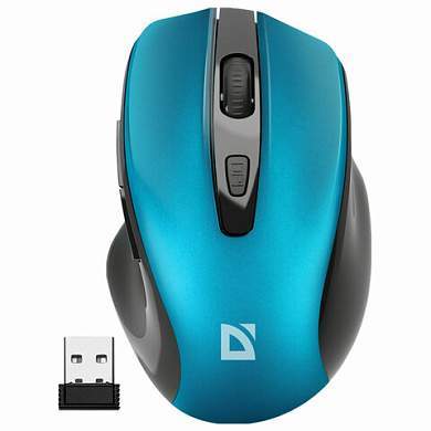 Мышь беспроводная DEFENDER Prime MB-053, USB, 5 кнопок + 1 колесо-кнопка, оптическая, бирюзовая? 52054 (арт. 513820)