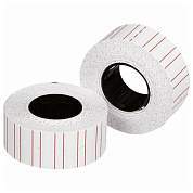 Этикет-лента 21х12 мм, прямоугольная, белая с красной полосой, КОМПЛЕКТ 10 рулонов по 1000 этикеток, 117546 (арт. 117546)
