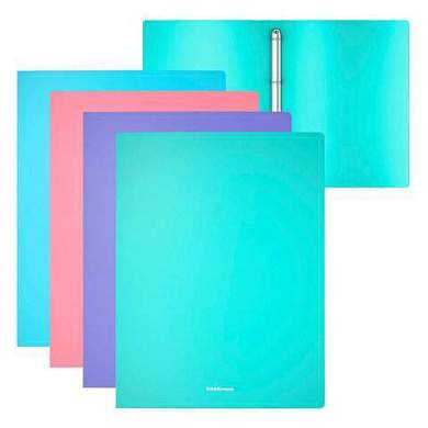 Папка на 4 кольцах ERICH KRAUSE "Diagonal Pastel", 24 мм, до 150 листов, ассорти, 0,6 мм, 49978 (арт. 273972)