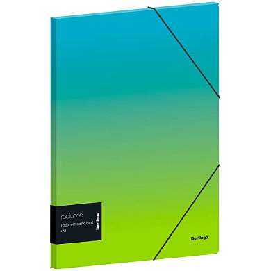 Папка на резинке Berlingo "Radiance" А4, 600мкм, голубой/зеленый градиент, с рисунком (арт. 299533)