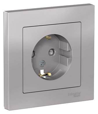 Schneider AtlasDesign роз. СУ 1 мест. алюминий (пласт. осн., земля, шторки) ATN000344 (арт. 662466)